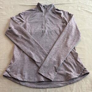 Apana Womens‎ Small Heather Grey Space Dye Quarter Zip Pullover Thumbhole Top
